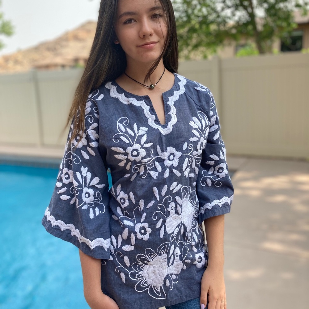 Vintage Handmade Mexican Embroidered Tunic